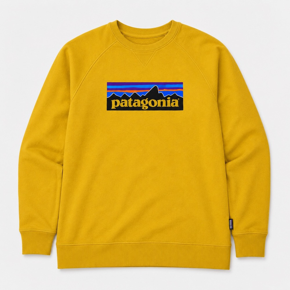 Patagonia Mens XL P-6 Logo Organic Cotton Crewneck Sweatshirt Yellow